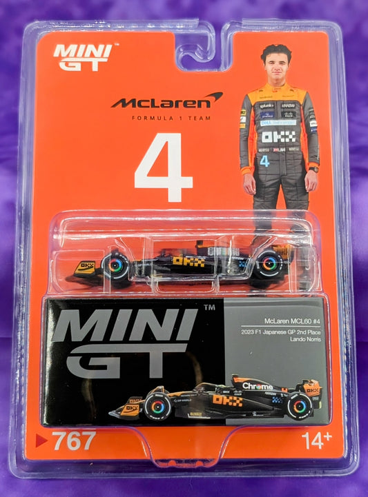 Mini GT 1:64 McLaren MCL60 #4 Lando Norris 2023 F1 Japan GP 2nd Place - #767 – MiJo Exclusives