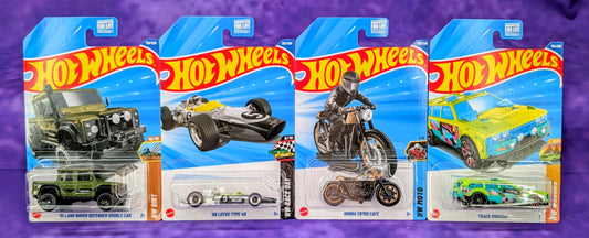 Hot Wheels 2025 Kroger Exclusives Set of 4 - Honda CB750, Land Rover, Lotus ZAMAC - Mainline