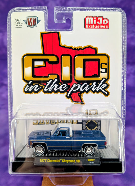 M2 Machines 1:64 1977 Chevrolet Cheyenne 10 – Blue – C10s In The Park – MiJo Exclusives Limited Edition