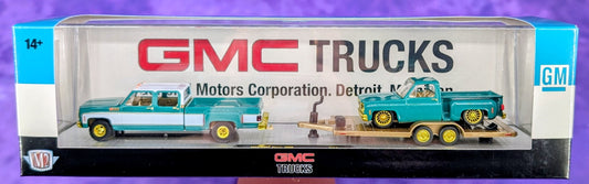 CHASE! M2 Machines 1973 GMC Sierra 3500 & 1976 GMC Sierra Grande 15-Custom - GMC TRUCKS - 1 of 750 - R88 25-18