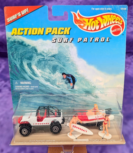 Hot Wheels Surf Patrol w/ Dinghy and Trailer - Surf Patrol Action Pack Diorama – See Description