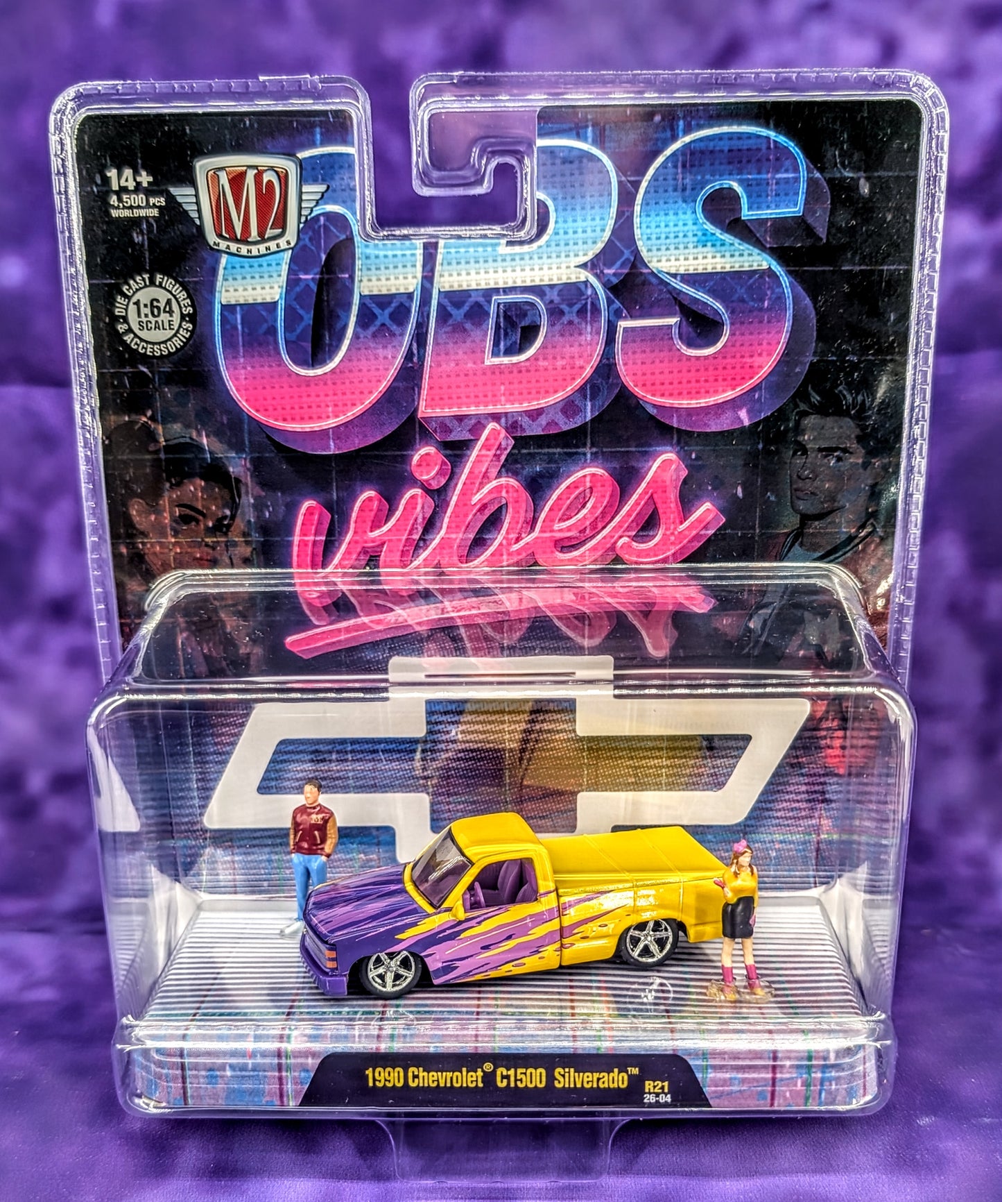 M2 Machines 1990 Chevrolet C1500 Silverado - OBS Vibes - Die Cast Figures & Accessories Series