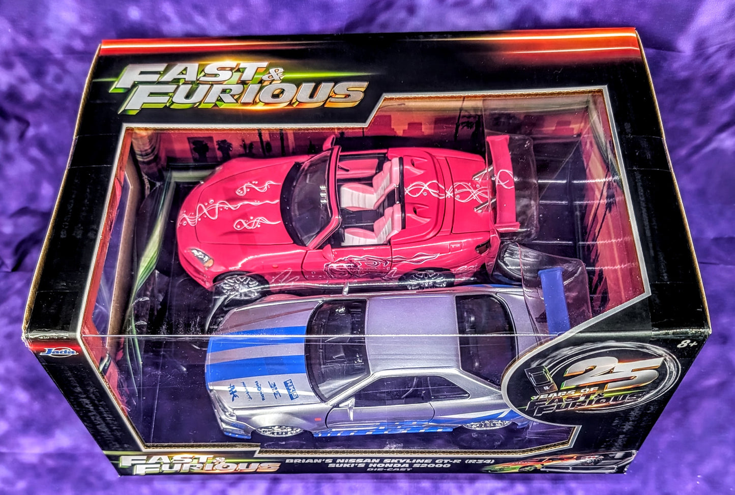 Jada 1:24 Brian's Nissan Skyline GT-R (R34) & Suki's Honda S2000 - 25 Years of Fast & Furious 2-Pack