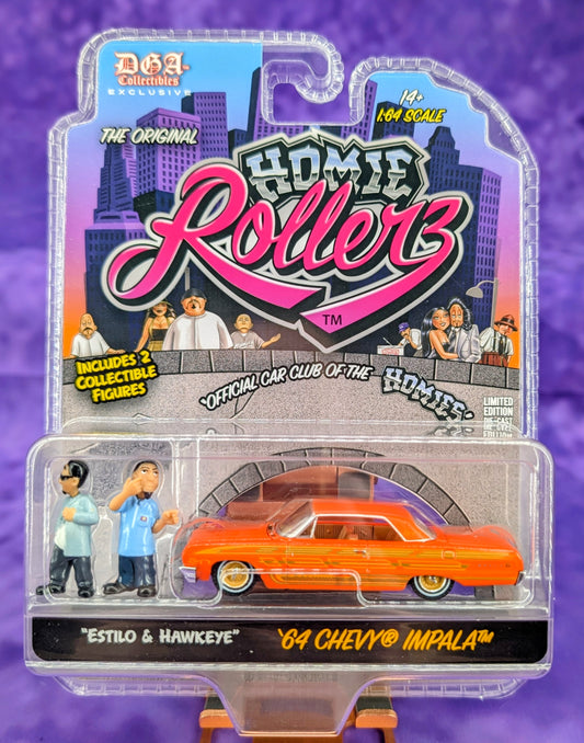 Homie Rollerz 1964 Chevrolet Impala SS Hard Top w/ Estilo & Hawkeye - Greenlight x DGA