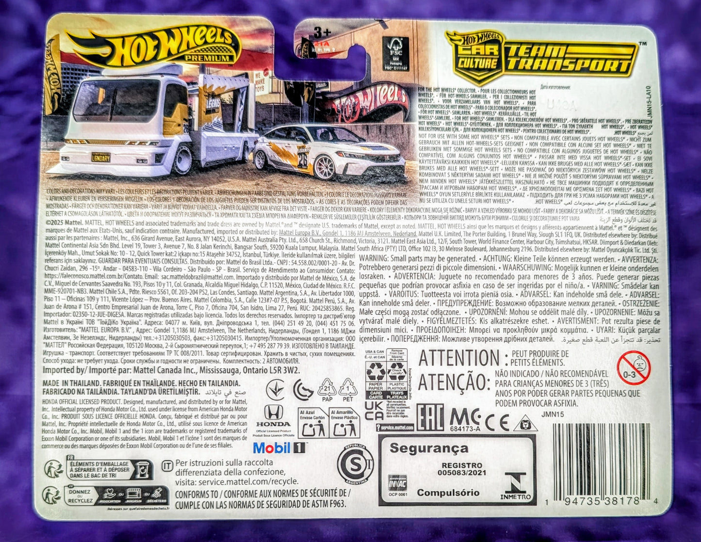 Hot Wheels '24 Honda Civic Type R & Kousoku Hauler - Legends Tour - Team Transport - Premium