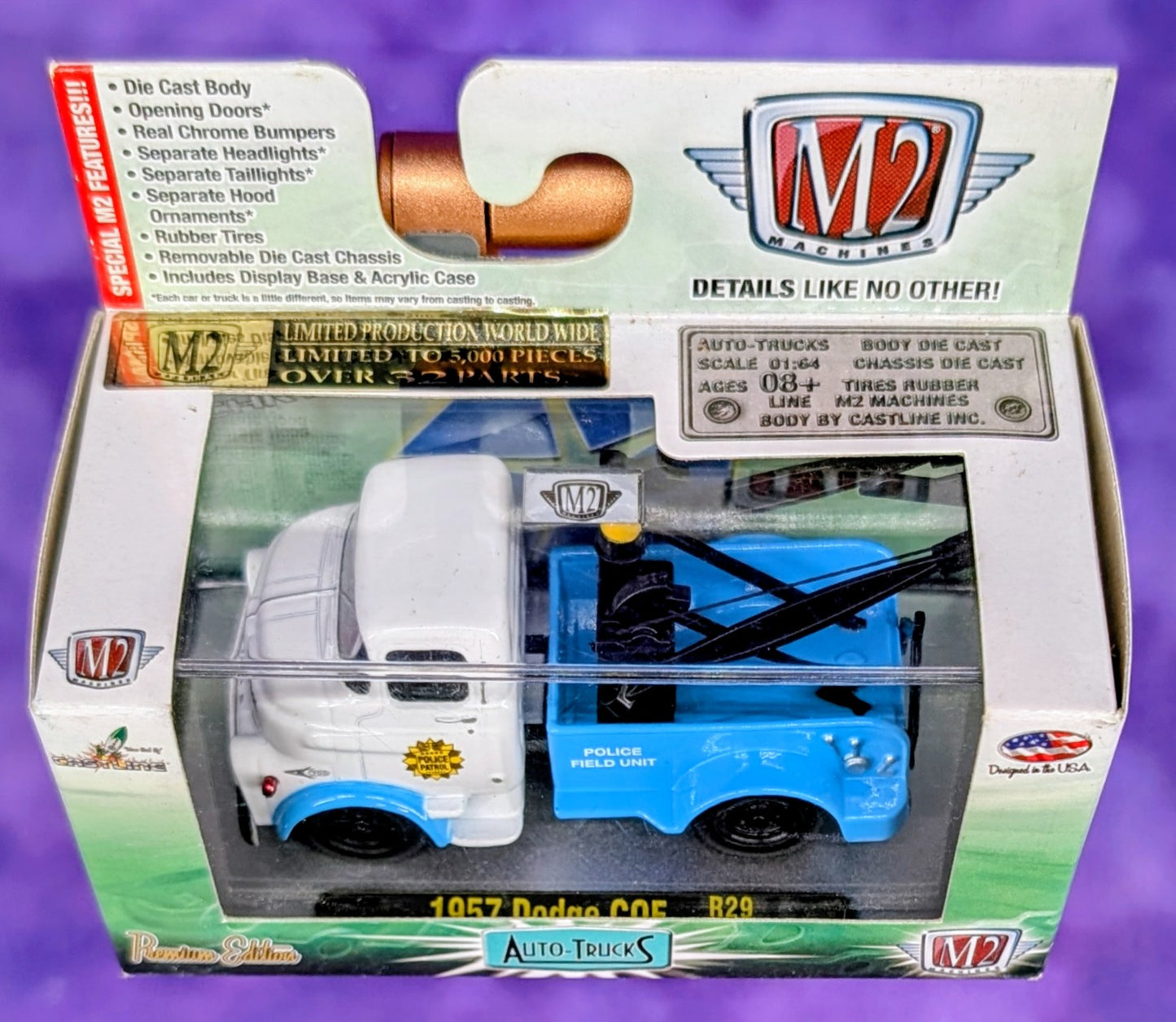 M2 Machines 1957 Dodge COE Police Tow Truck - R29 14-22
