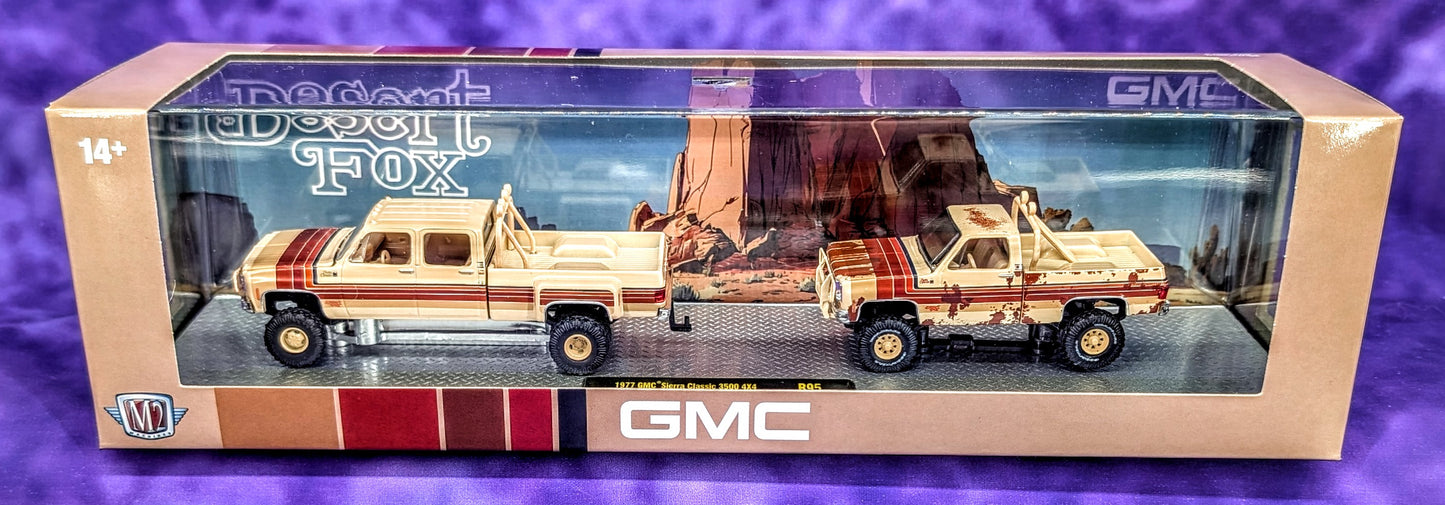 M2 Machines 1977 GMC Sierra Classic 3500 4x4 & 1977 GMC Sierra Grande 15 "Desert Fox" w/ Patina