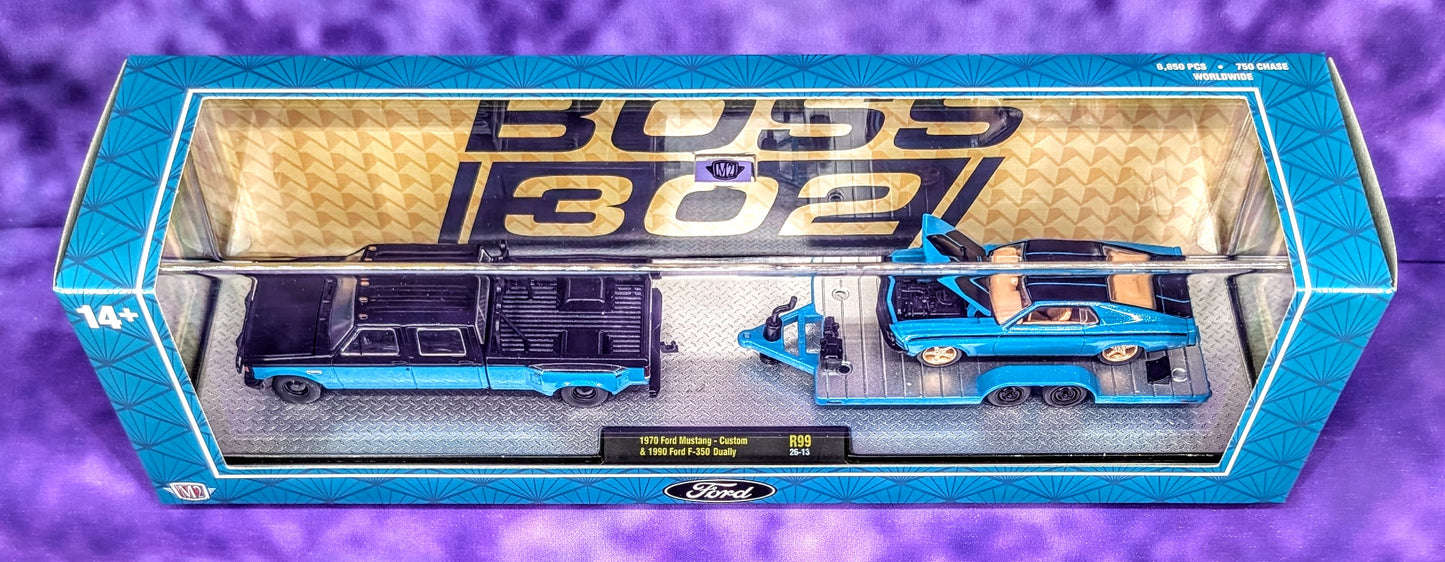 M2 Machines 1970 Ford Mustang Custom & 1990 Ford F-350 Dually - Auto-Haulers