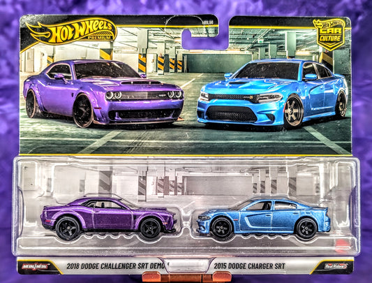 Hot Wheels 2018 Dodge Challenger SRT Demon & 2015 Dodge Charger SRT Two-Pack - Car Culture - Premium
