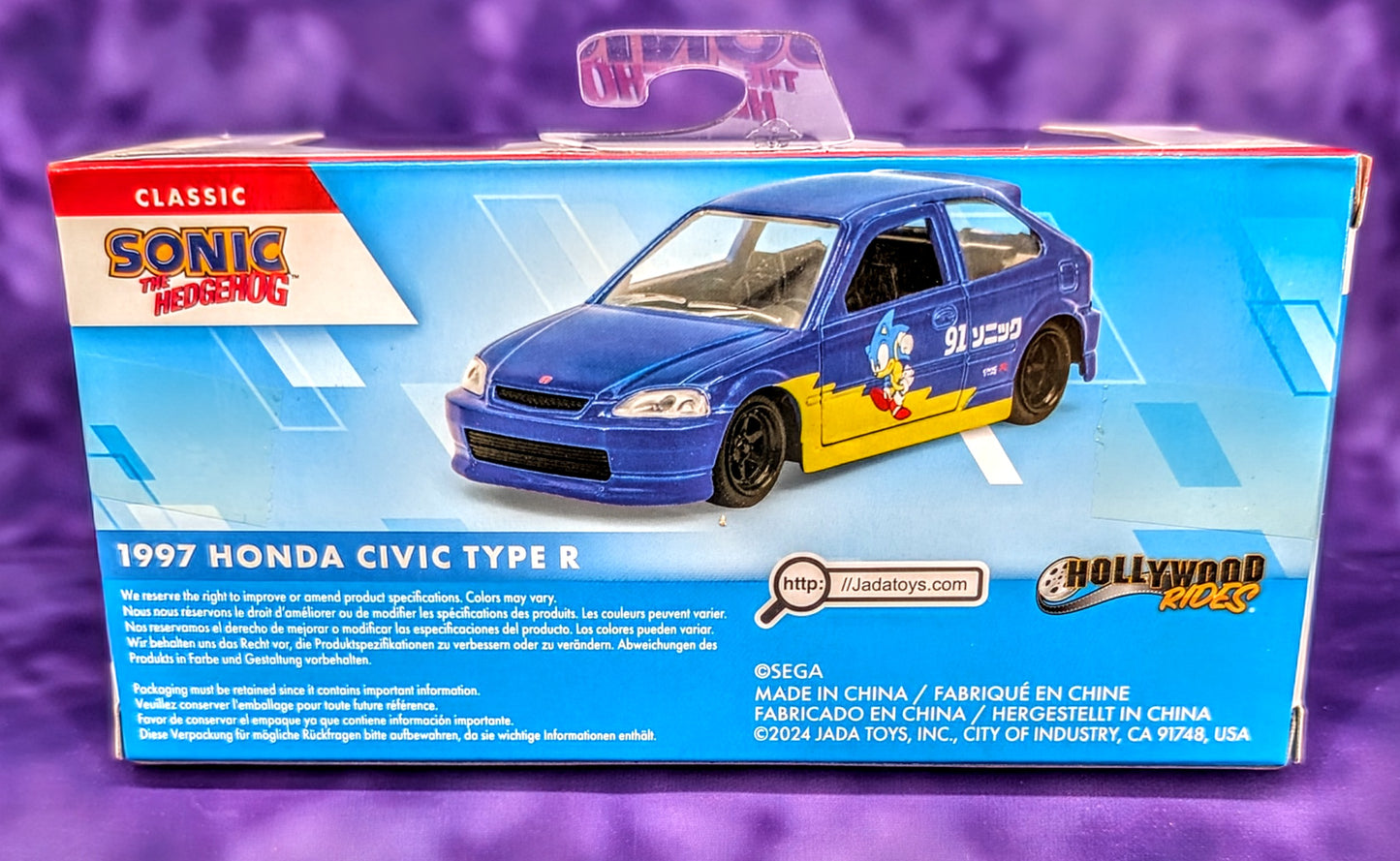 Jada 1:32 1997 Honda Civic Type R Hollywood Rides Classic Sonic the Hedgehog