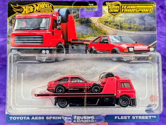 Hot Wheels Toyota AE86 Sprinter Trueno & Fleet Street - Team Transport