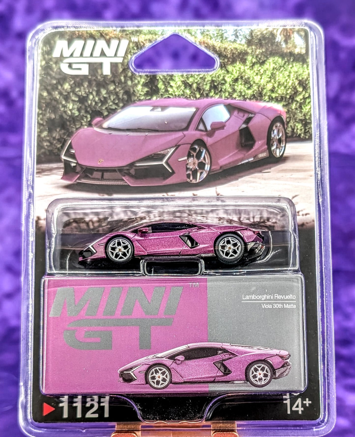 Mini GT 1:64 Lamborghini Revuelto Viola 30th – Matte Purple – Mijo Exclusives