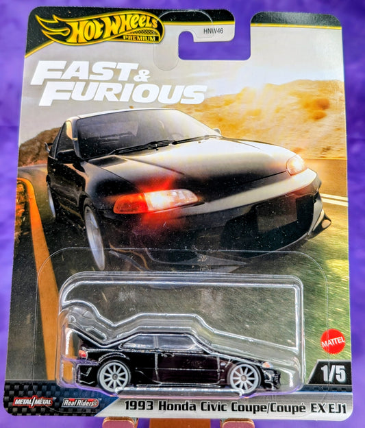 Hot Wheels 1993 Honda Civic Coupe EX EJ1 - Heist Car - Fast & Furious - Premium
