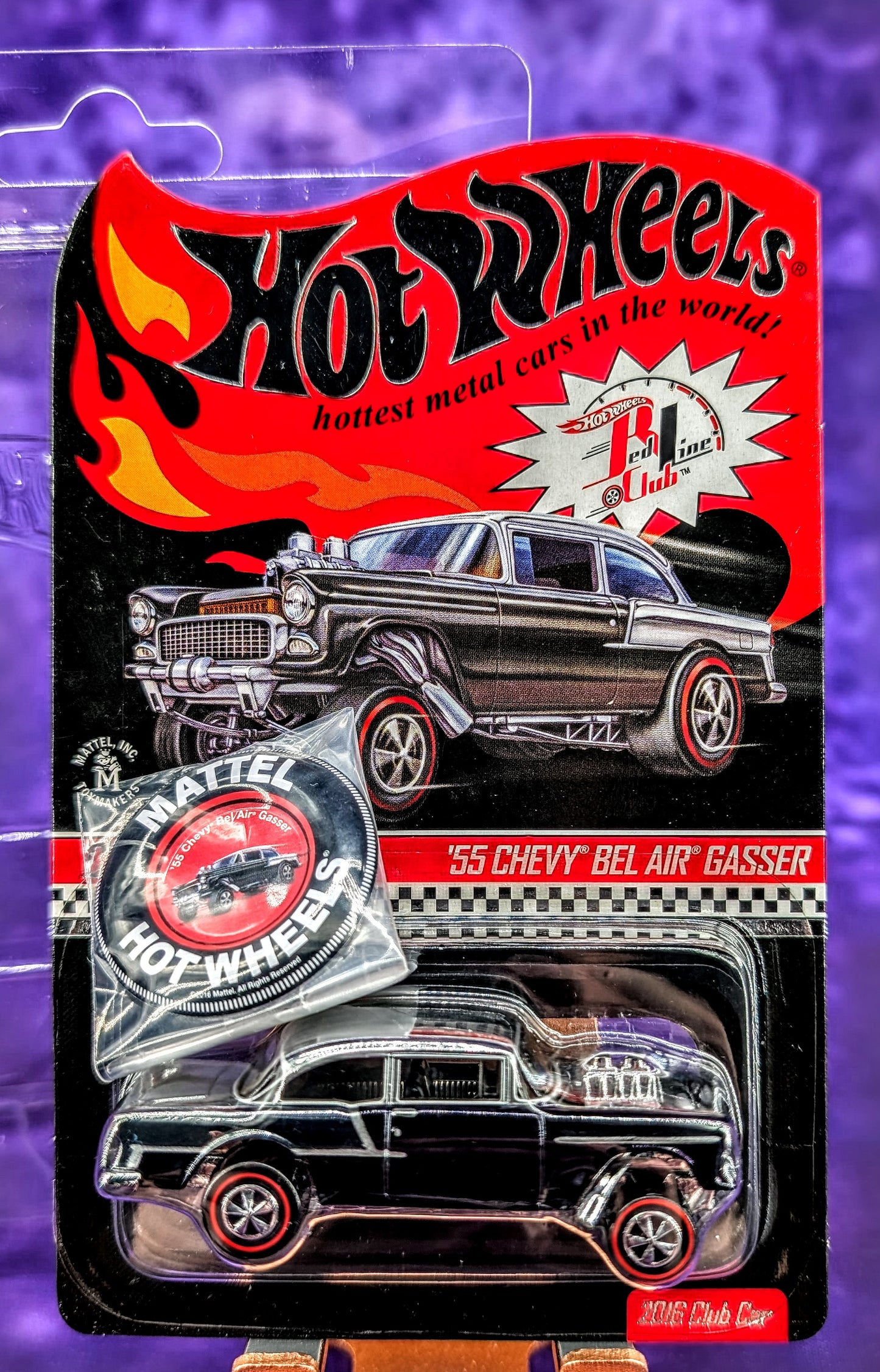 Hot Wheels RLC '55 Chevy Bel Air Gasser #00344/03000 w/ Button - 2016 Club Car - Red Line Club - Very Low Number