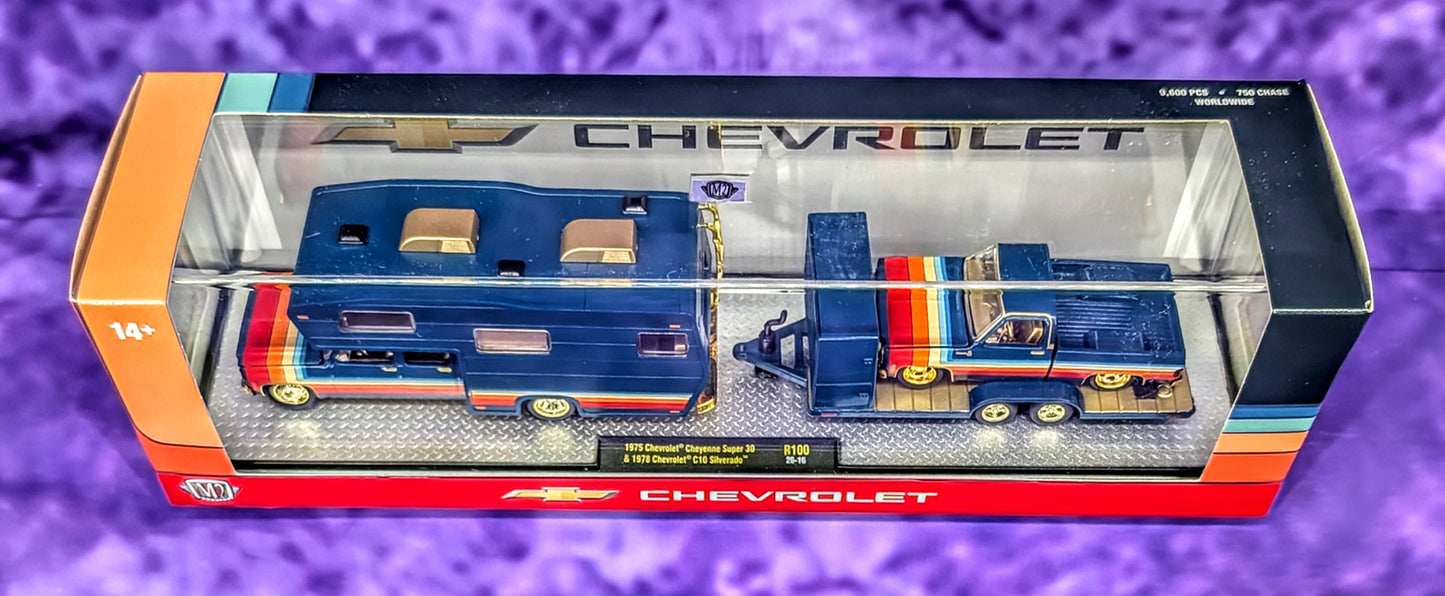 CHASE M2 Machines 1975 Chevrolet Cheyenne Super 30 Camper & 1978 Chevrolet C10 Silverado - 1 of 750 - Auto-Haulers