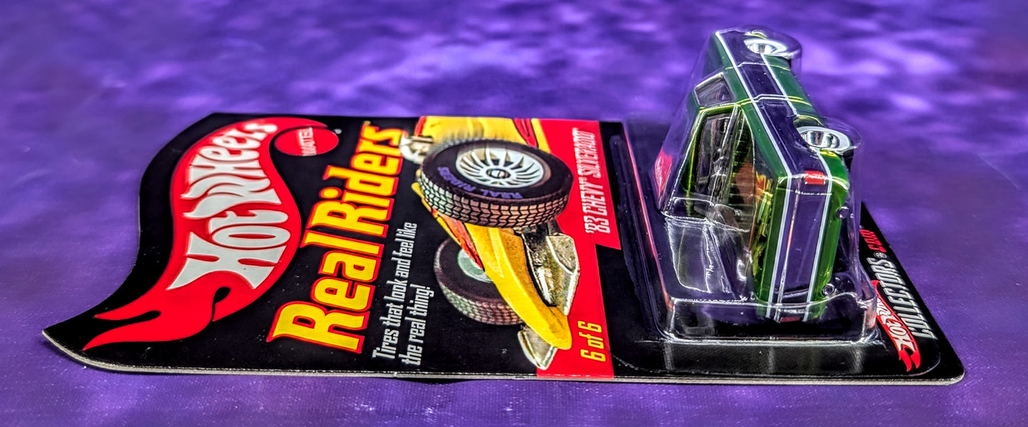 Hot Wheels RLC '83 Chevy Silverado - Real Riders Series 8 (Antifreeze w/ Chrome Center) Limited 02587/3000 - Red Line Club