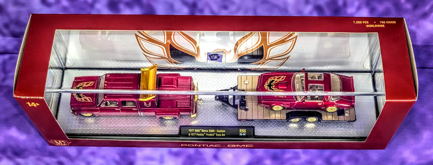 CHASE! M2 Machines 1977 GMC Sierra 3500 - Custom & 1977 Pontiac Firebird Trans Am - 1 of 750