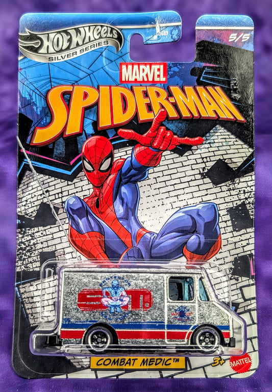 CHASE! Hot Wheels Spider-Man Combat Medic - ZAMAC - Silver Series - Walmart Exclusive