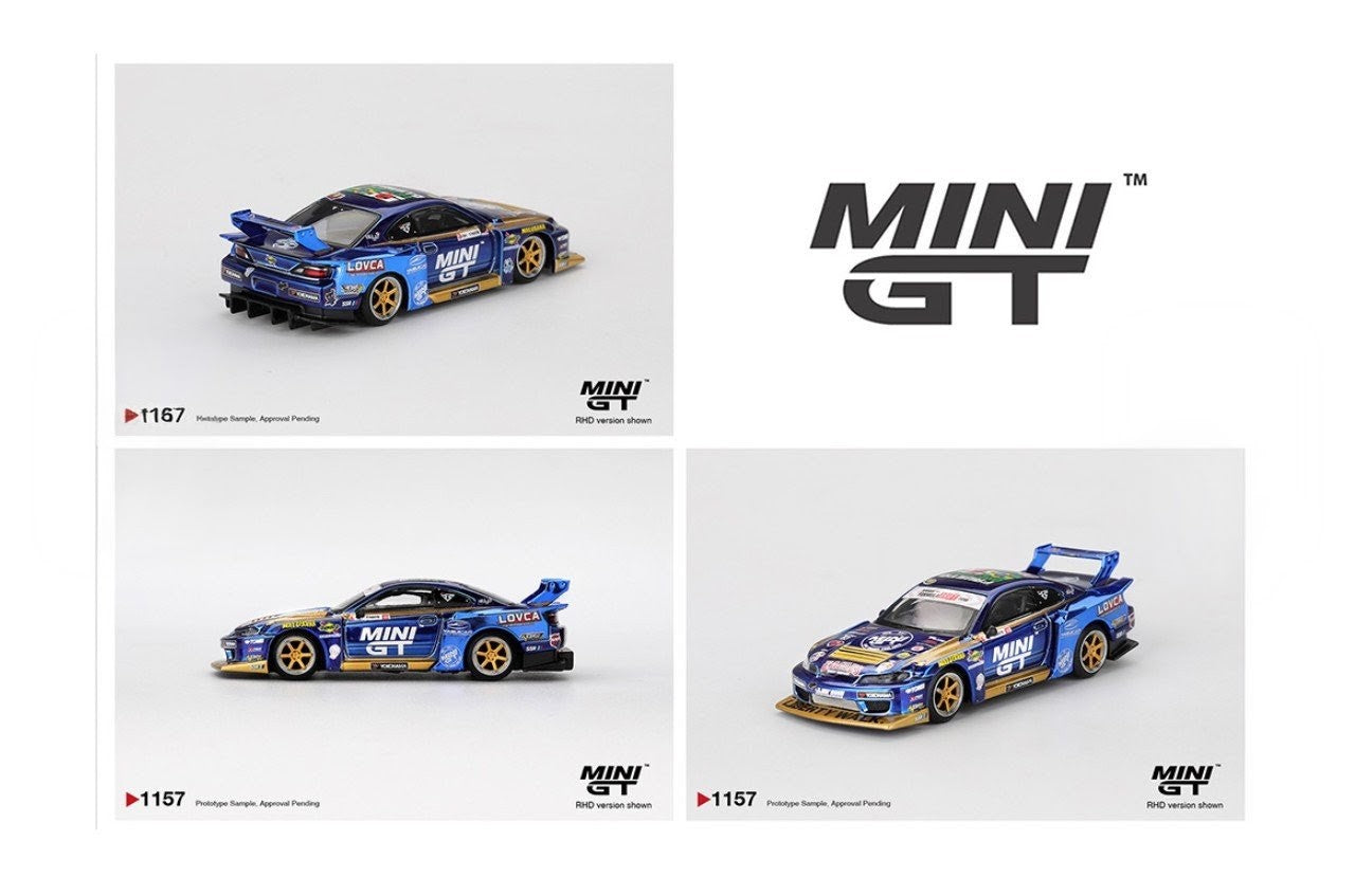 Mini GT Nissan LB-Super Silhouette S15 SILVIA #555 Team MINI GT Liberty Walk 2025 Formula Drift – Chrome Blue