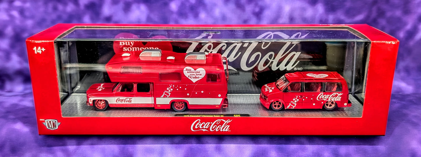 CHASE M2 Machines 1975 Chevrolet Cheyenne Super 30 & 1995 GMC Safari Van - 1 of 750 - Coca-Cola Auto-Haulers