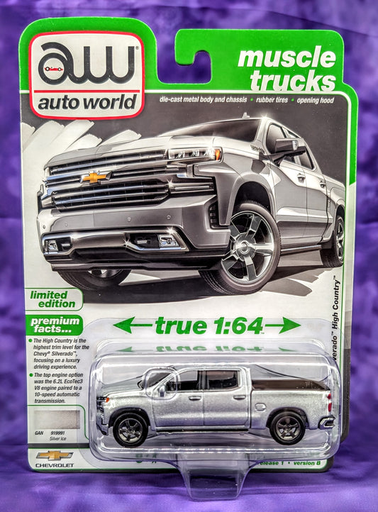 Auto World 1:64 Muscle Trucks – 2019 Chevrolet Silverado High Country (Silver Ice)