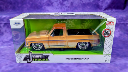 Jada 1/24 1985 Chevrolet C10 Pickup with Daytona Wire Wheels – Patina Rust – Just Trucks – MiJo Exclusives Limited Edition 2,400 Pieces