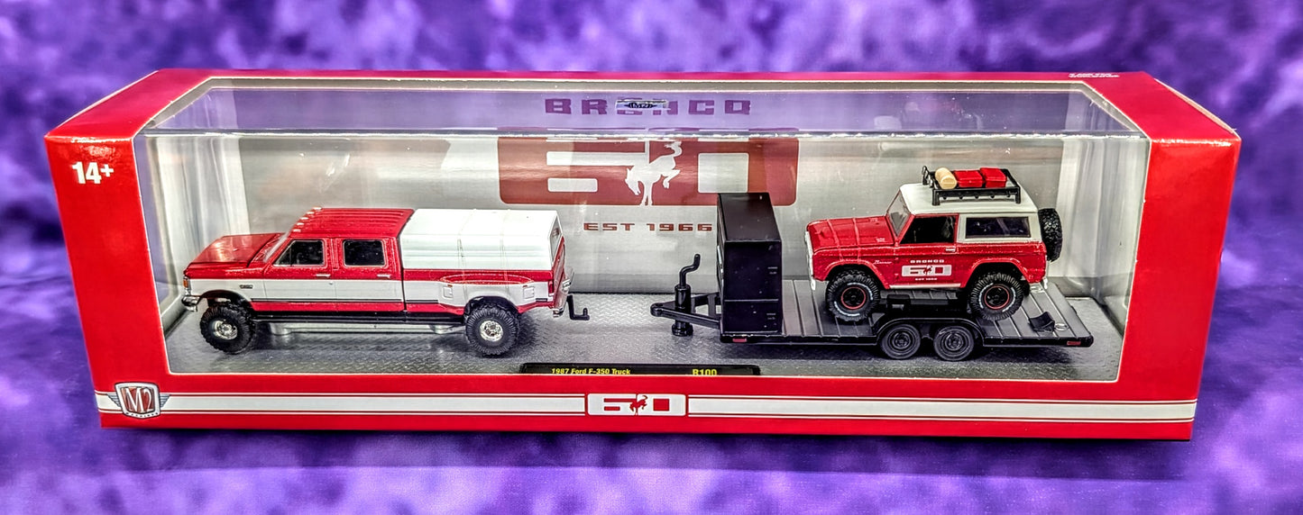 M2 Machines Auto-Haulers Release 100 Complete Set of 3 — feat. '75 Square Body Camper & '78 Silverado