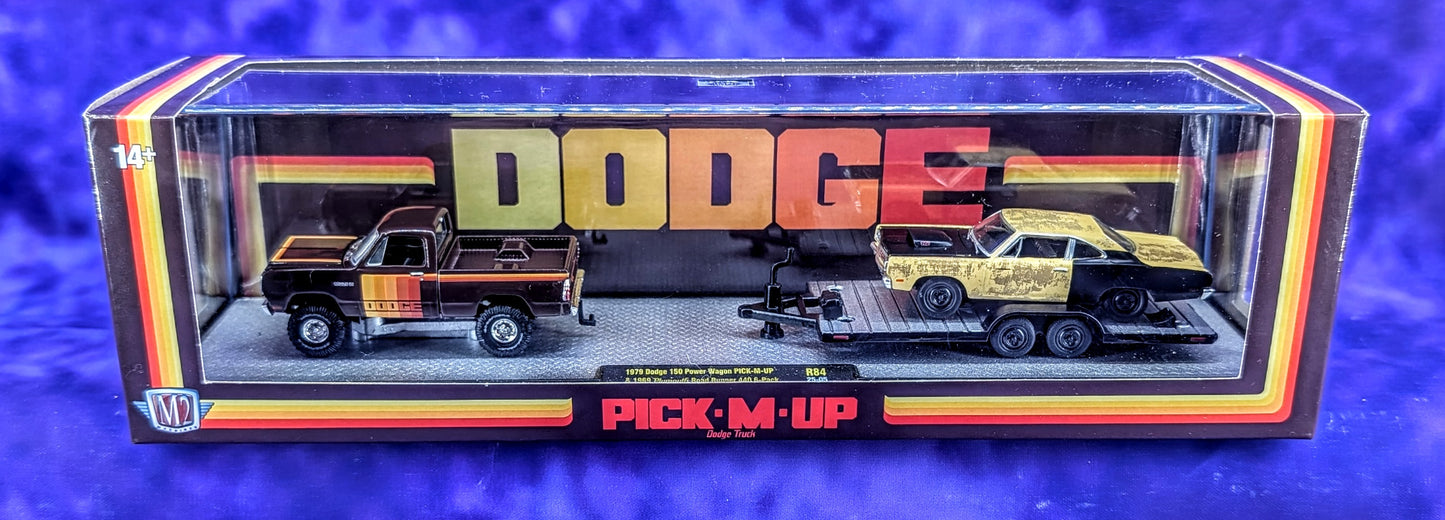 M2 Machines 1979 Dodge 150 Power Wagon Pick-M-Up & 1969 Plymouth Road Runner 440 6-Pack Project Car - Auto-Haulers