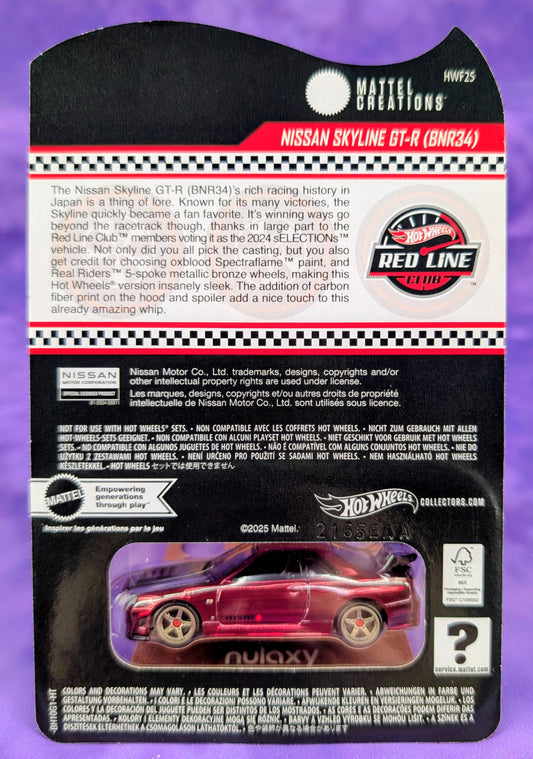 Hot Wheels RLC Nissan Skyline GT-R (BNR34) - 2024 sELECTIONs Car - Red Line Club