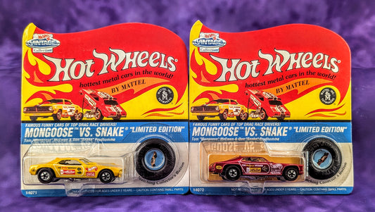 Hot Wheels Mongoose vs Snake - Set of 2 - Vintage Collection "Limited Edition" - 1 of 10,000