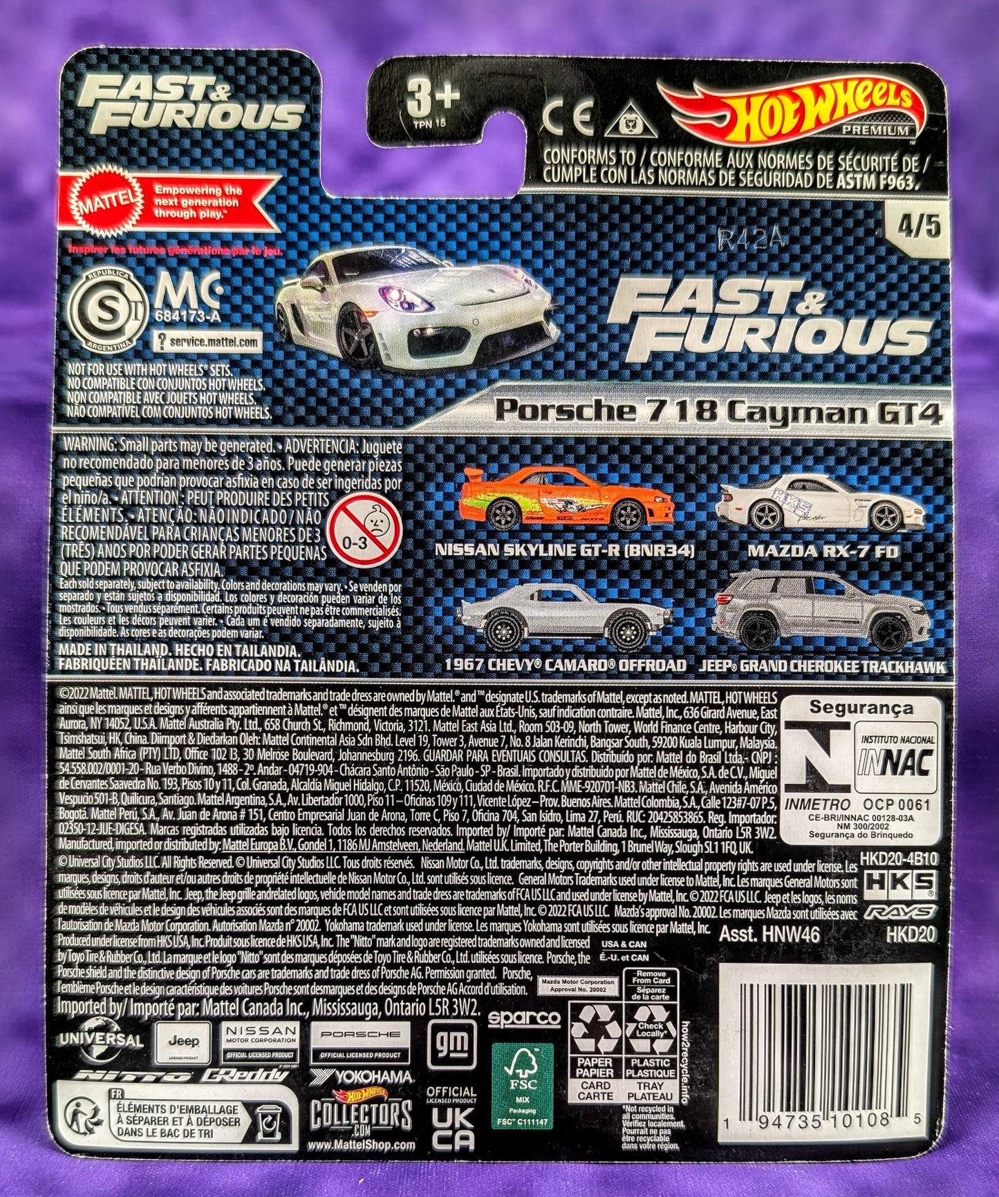 Hot Wheels Porsche 718 Cayman GT4 - Fast and Furious - Premium