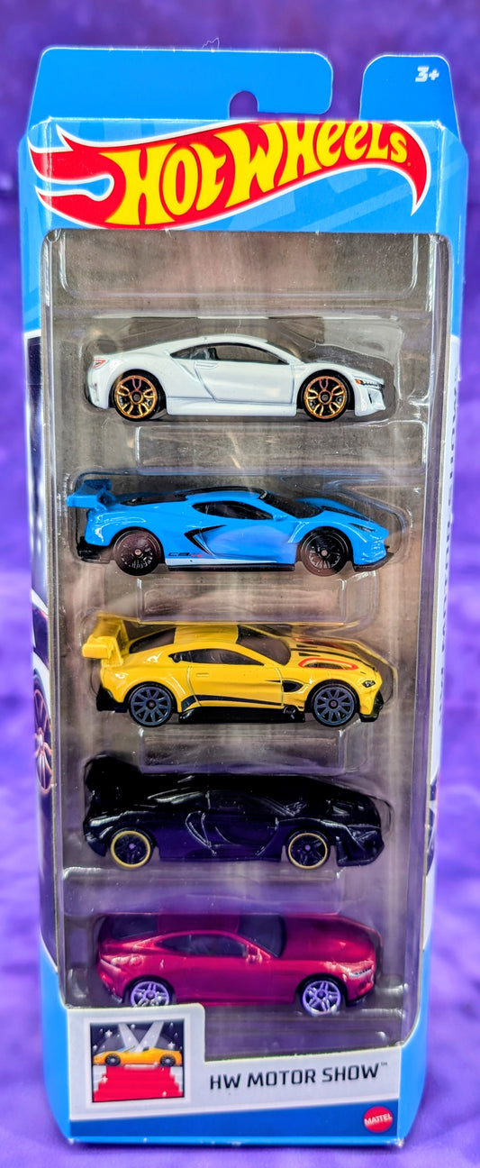 Hot Wheels Motor Show 5 Pack - Corvette C8.R, Acura NSX, McLaren Senna - Mainline