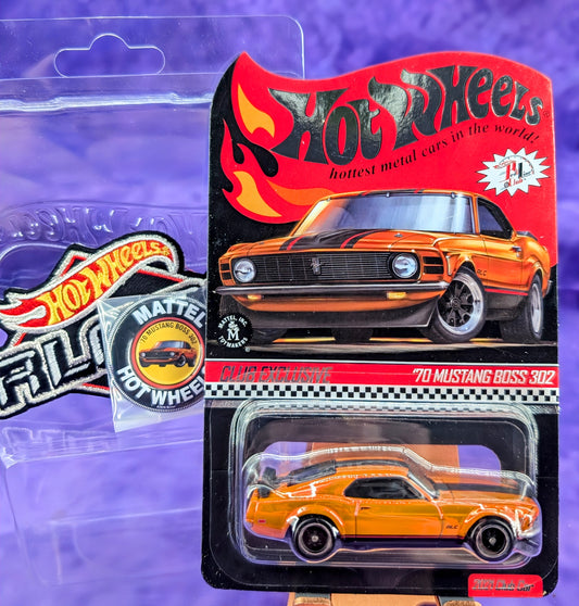 Hot Wheels RLC '70 Mustang Boss 302 w/ Membership Patch and Button - 2021 Club Car - Red Line Club