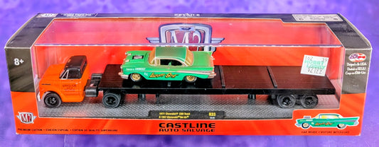 M2 Machines 1971 Chevrolet C60 Truck & Dirty/Patina 1957 Chevrolet Bel Air - Lickety Split - R33 19-01