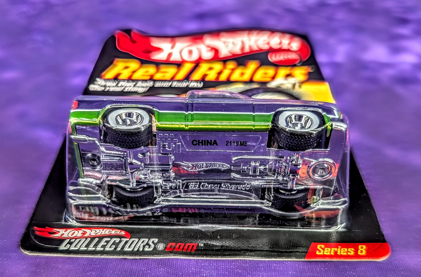 Hot Wheels RLC '83 Chevy Silverado - Real Riders Series 8 (Antifreeze w/ Chrome Center) Limited 02587/3000 - Red Line Club