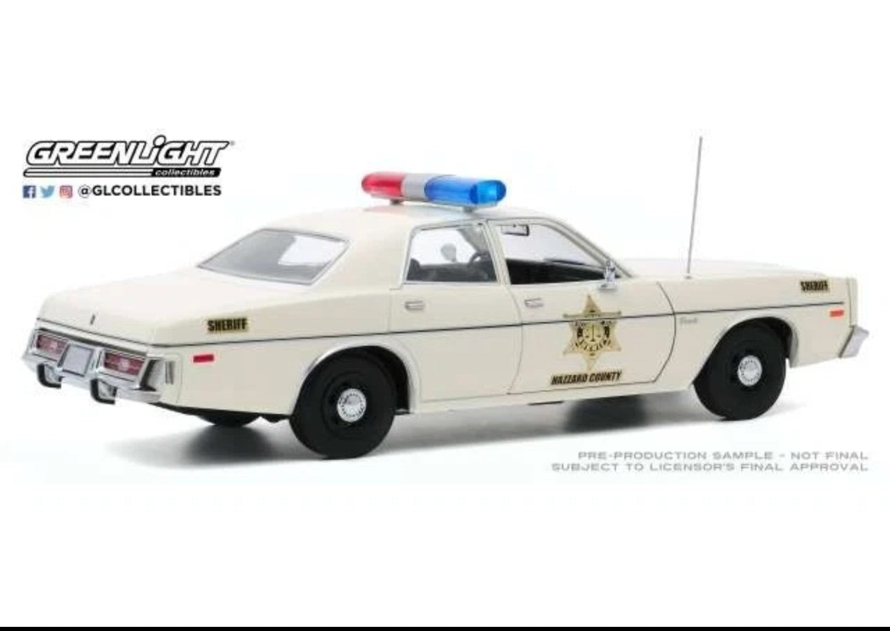 Dukes of Hazzard 1975 Dodge Coronet Police Car - 1:18 Scale - Greenlight Artisan Series - New in Sealed Box