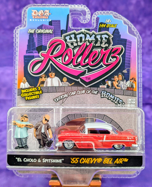 Homie Rollerz 1955 Chevrolet Bel Air w/ El Cholo & Spitshine - Greenlight x DGA