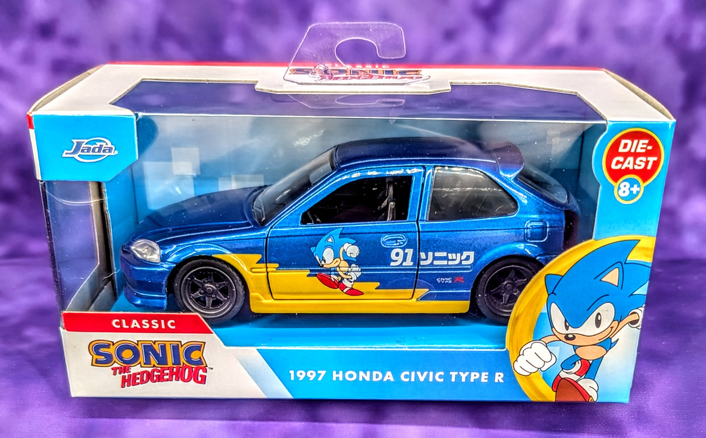 Jada 1:32 1997 Honda Civic Type R Hollywood Rides Classic Sonic the Hedgehog