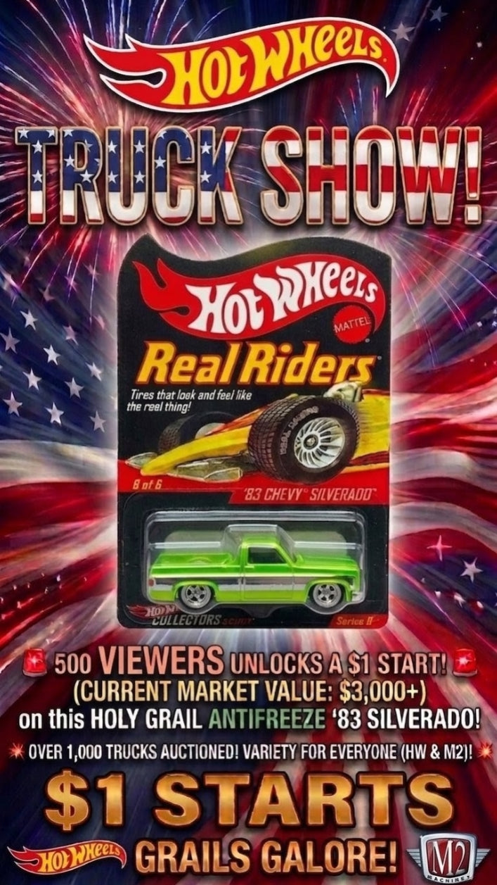 Hot Wheels RLC '83 Chevy Silverado - Real Riders Series 8 (Antifreeze w/ Chrome Center) Limited 02587/3000 - Red Line Club